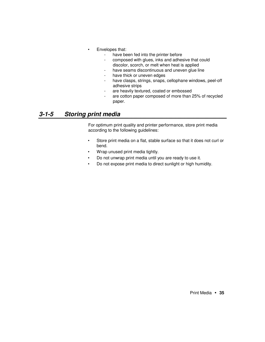 Xerox P12 manual Storing print media 