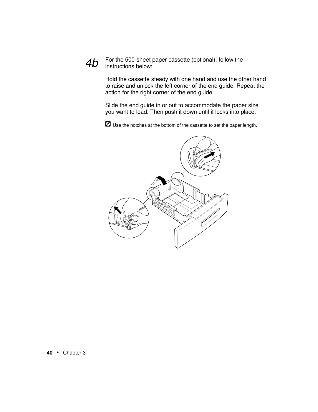 Xerox P12 manual For the 500-sheet paper cassette optional, follow 