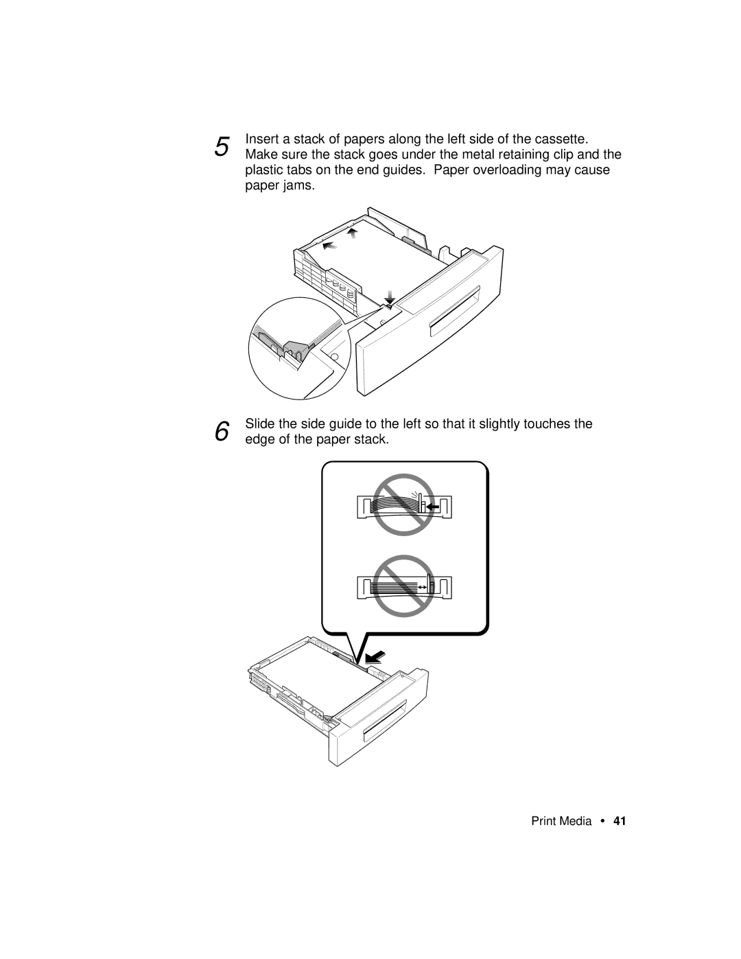 Xerox P12 manual Insert a stack of papers along the left side of the cassette 