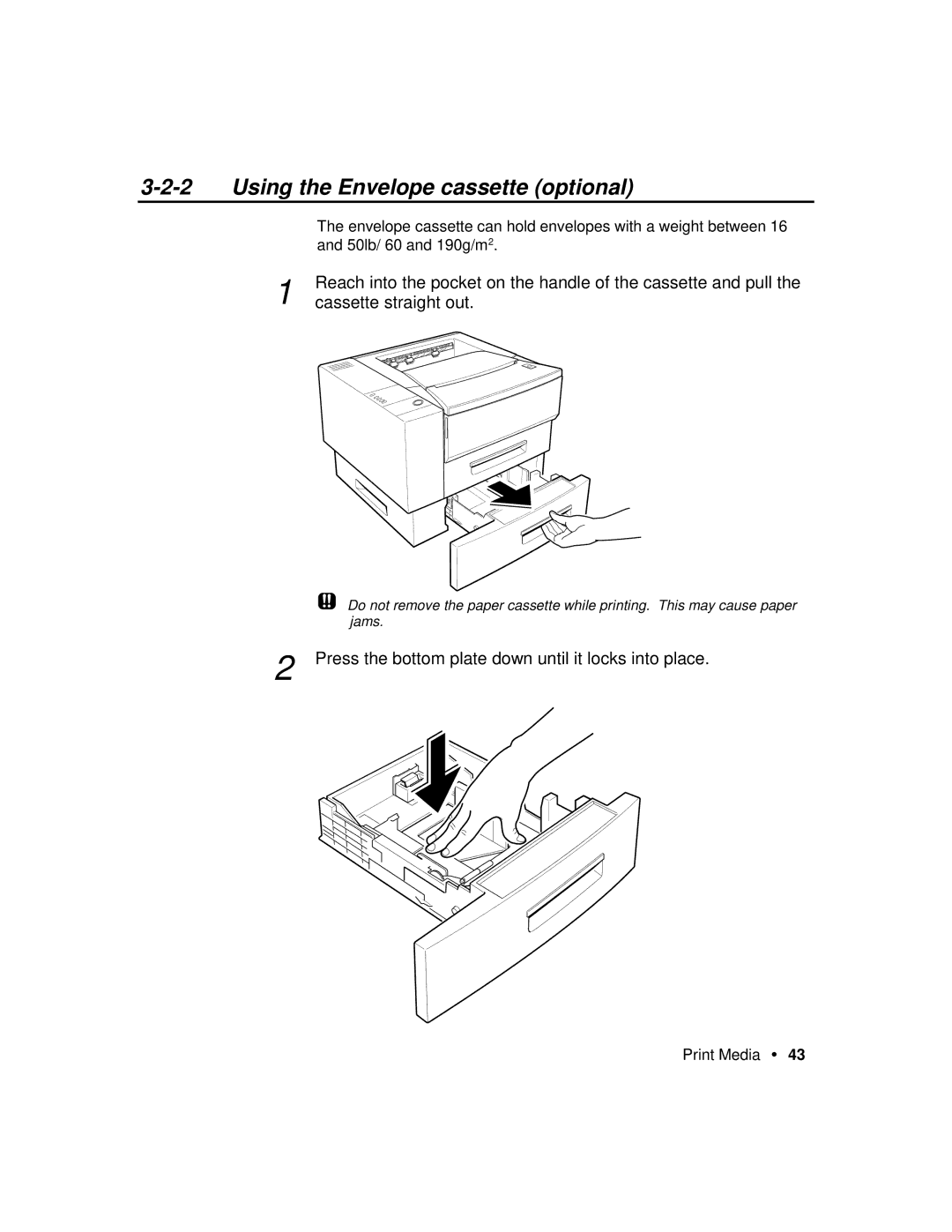 Xerox P12 manual Using the Envelope cassette optional 