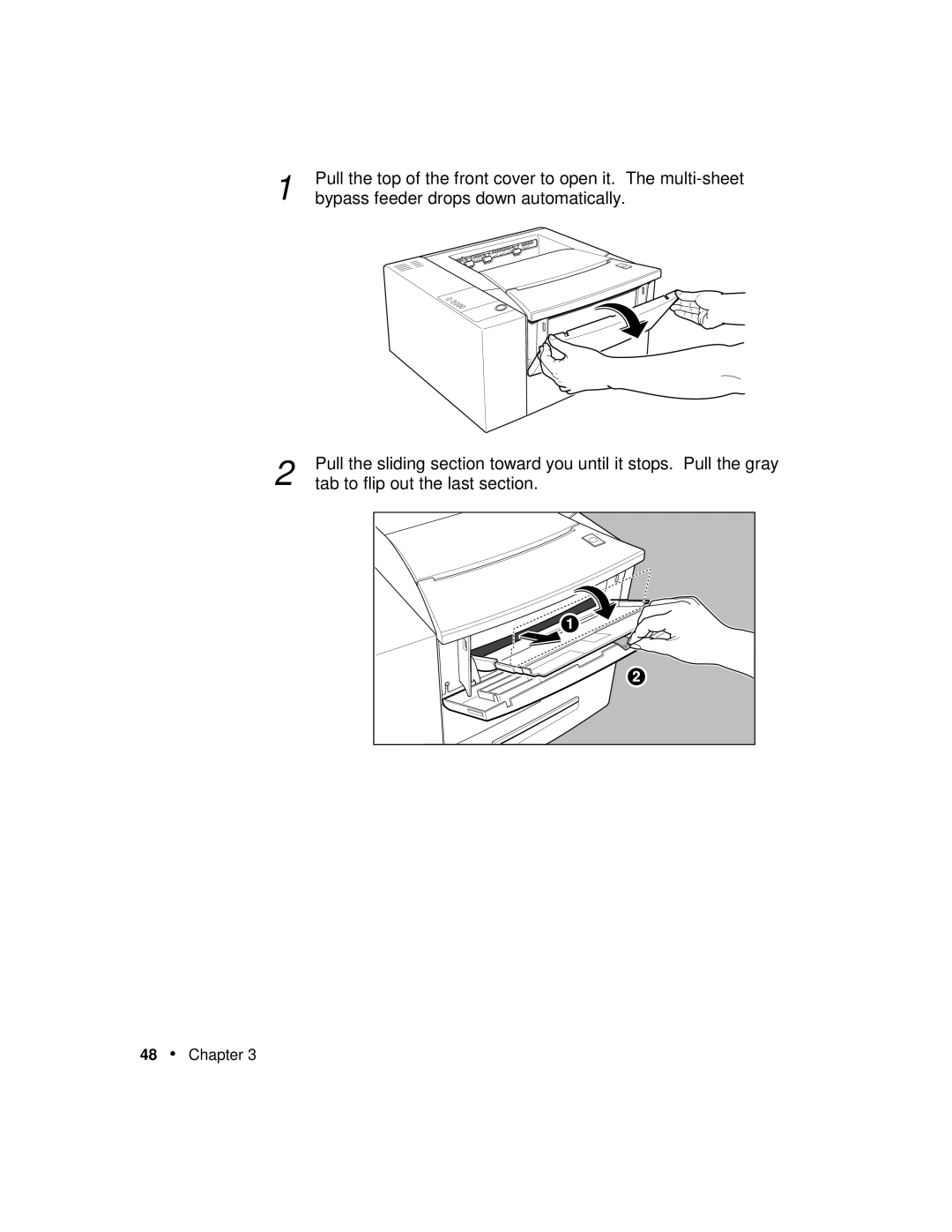 Xerox P12 manual Pull the top of the front cover to open it. The multi-sheet 