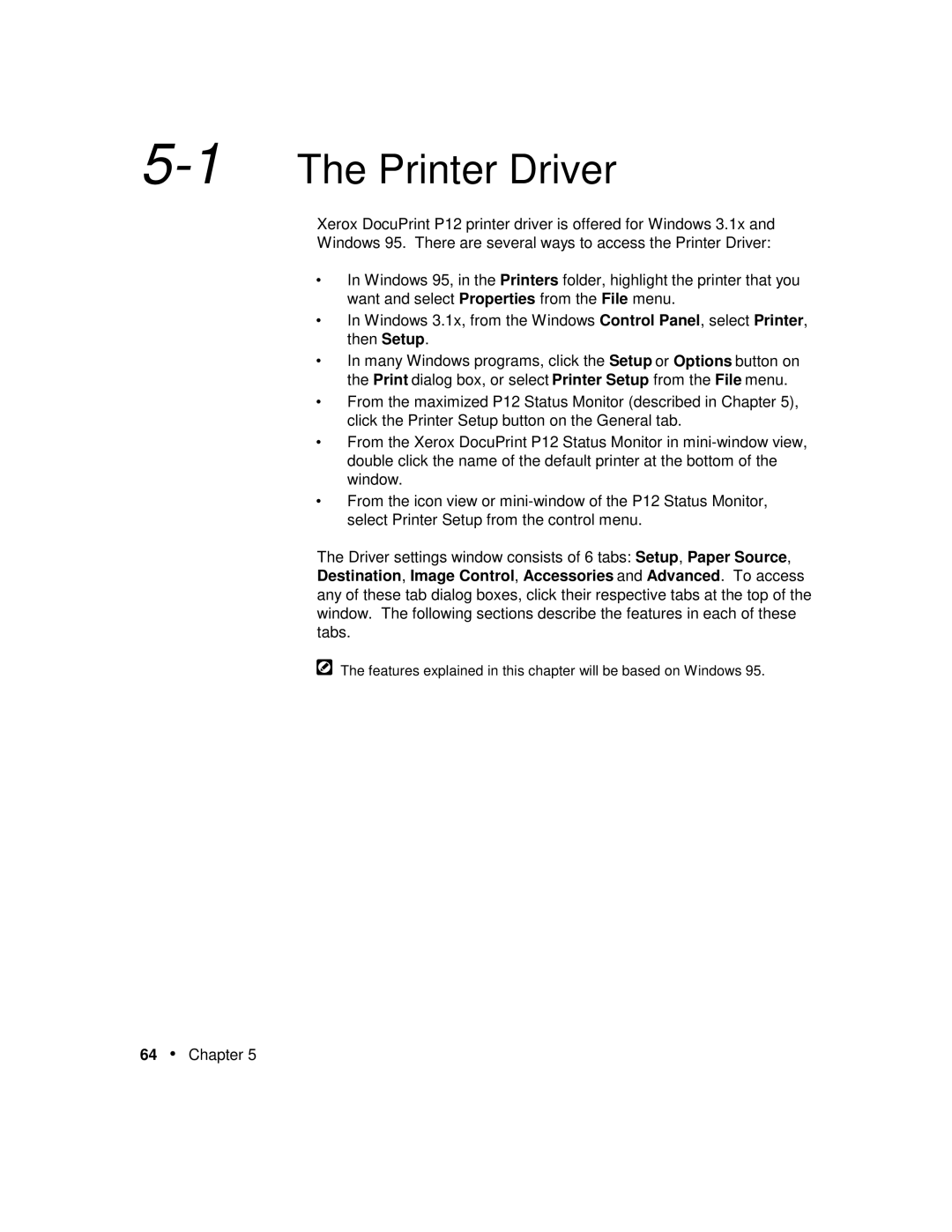 Xerox P12 manual 1The Printer Driver 