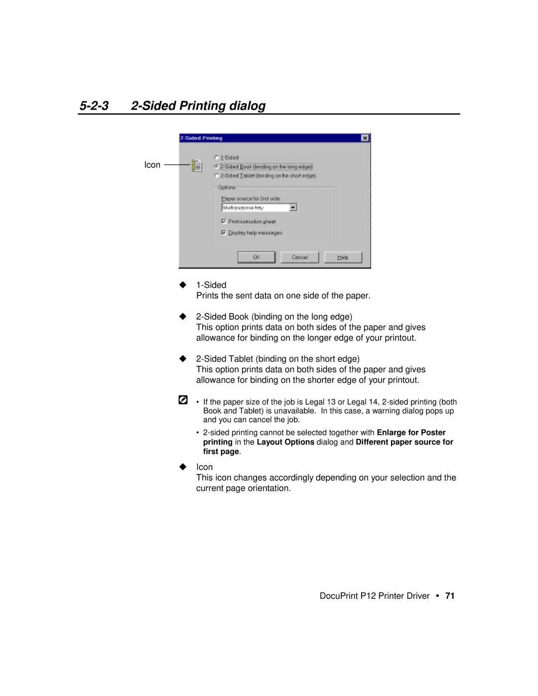 Xerox P12 manual 3 2-Sided Printing dialog 