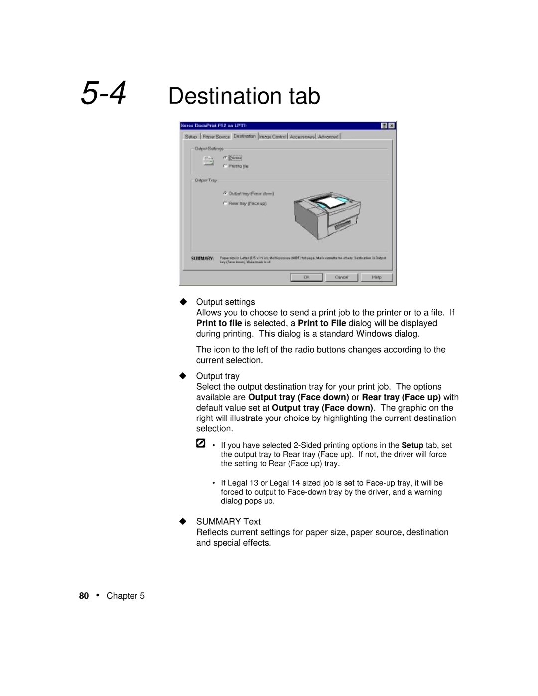 Xerox P12 manual 4Destination tab 