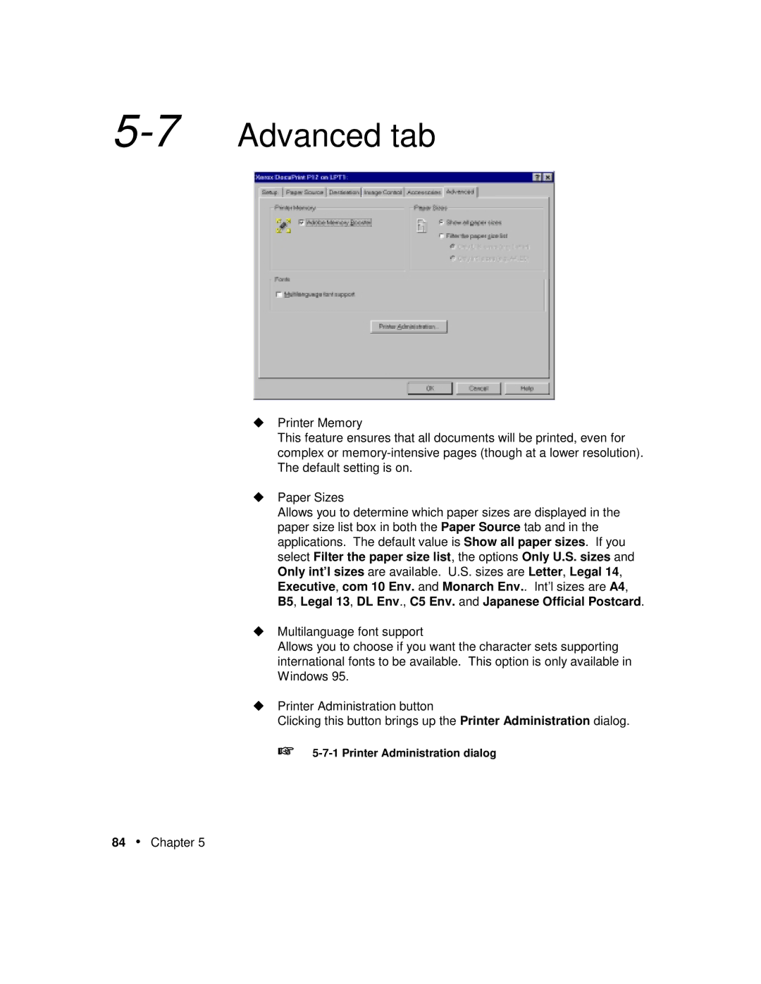 Xerox P12 manual 7Advanced tab 