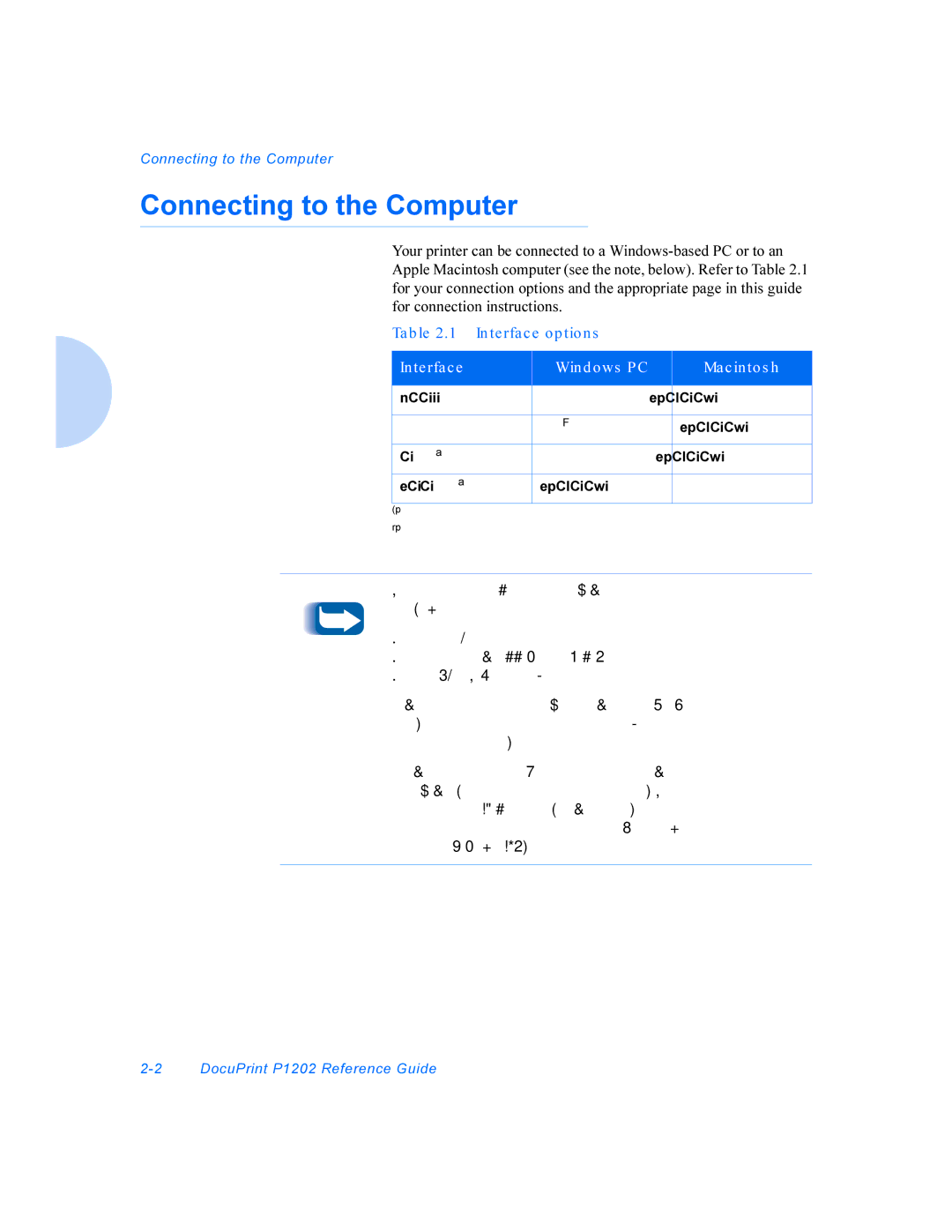 Xerox P1202 manual Connecting to the Computer, Interface Windows PC Macintosh 