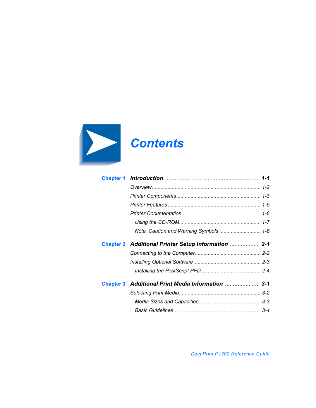 Xerox P1202 manual Contents 