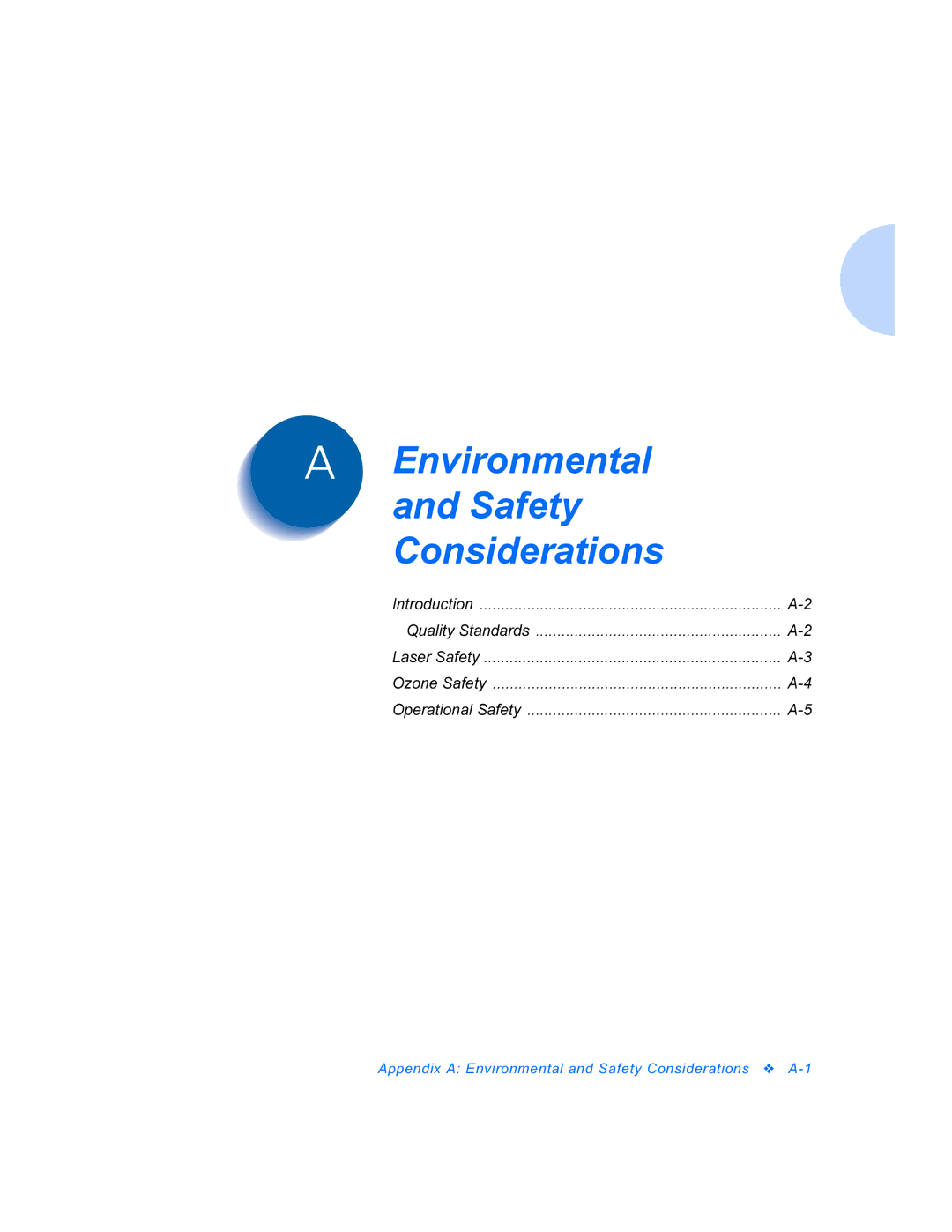 Xerox P1202 manual Environmental Safety Considerations 