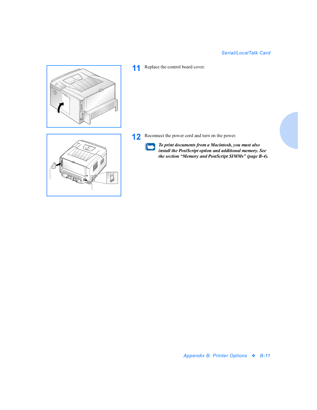 Xerox P1202 manual Serial/LocalTalk Card 