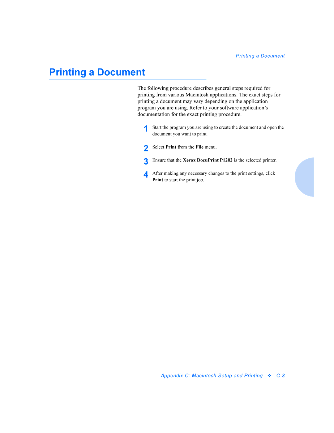 Xerox P1202 manual Printing a Document 