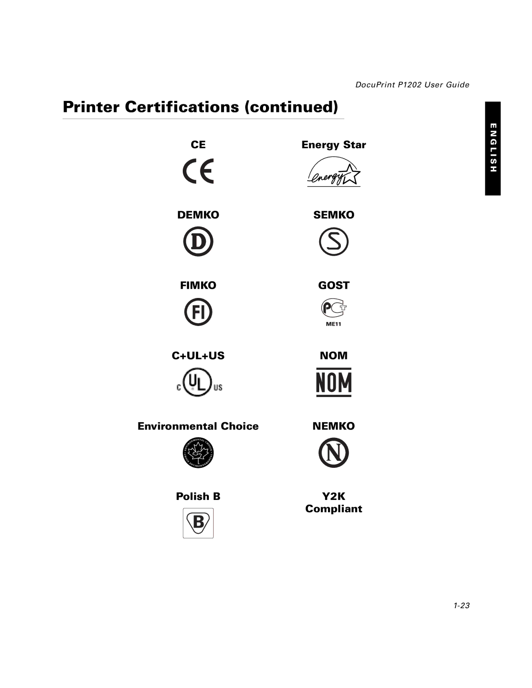 Xerox P1202 specifications Demkosemko Fimkogost +UL+USNOM 