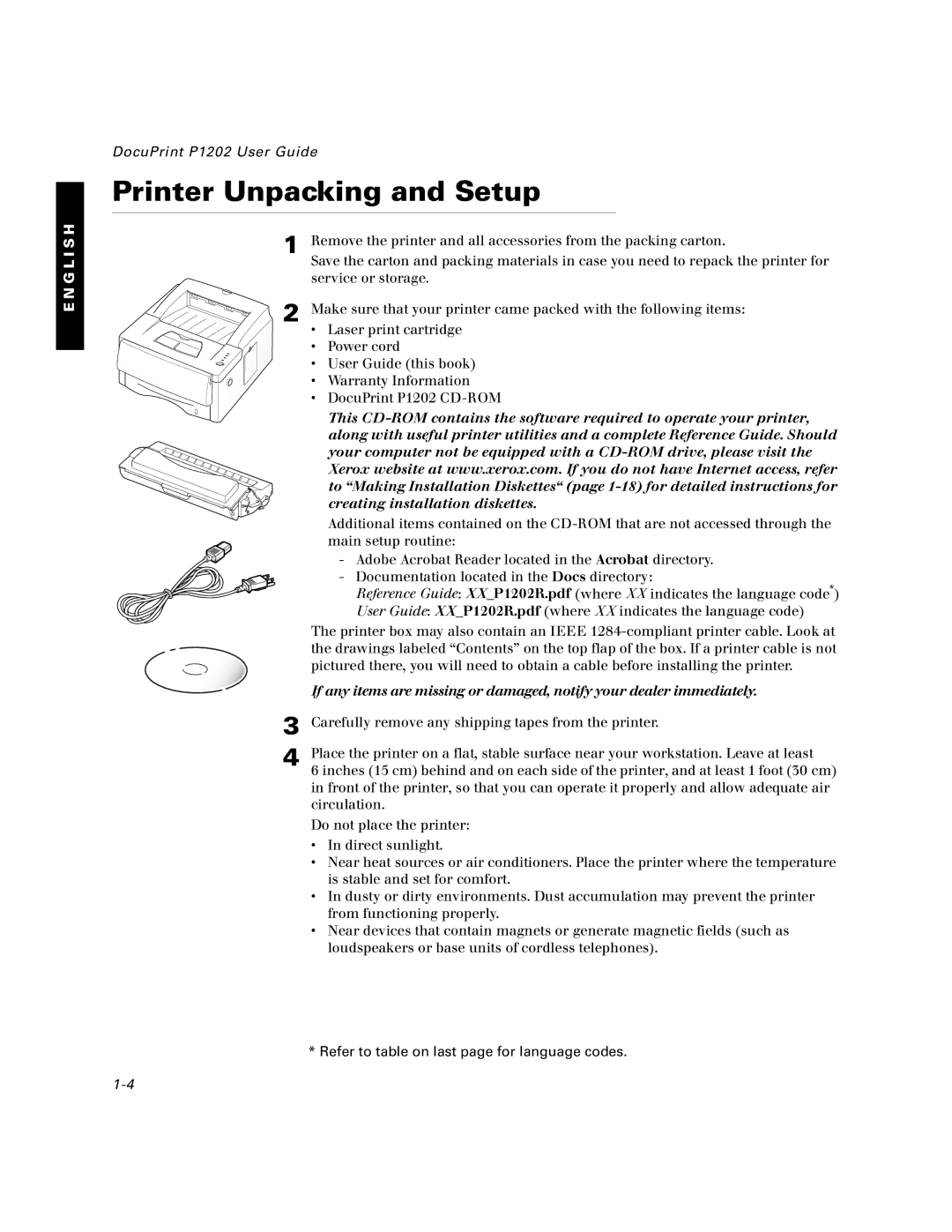 Xerox P1202 specifications Printer Unpacking and Setup, Creating installation diskettes 