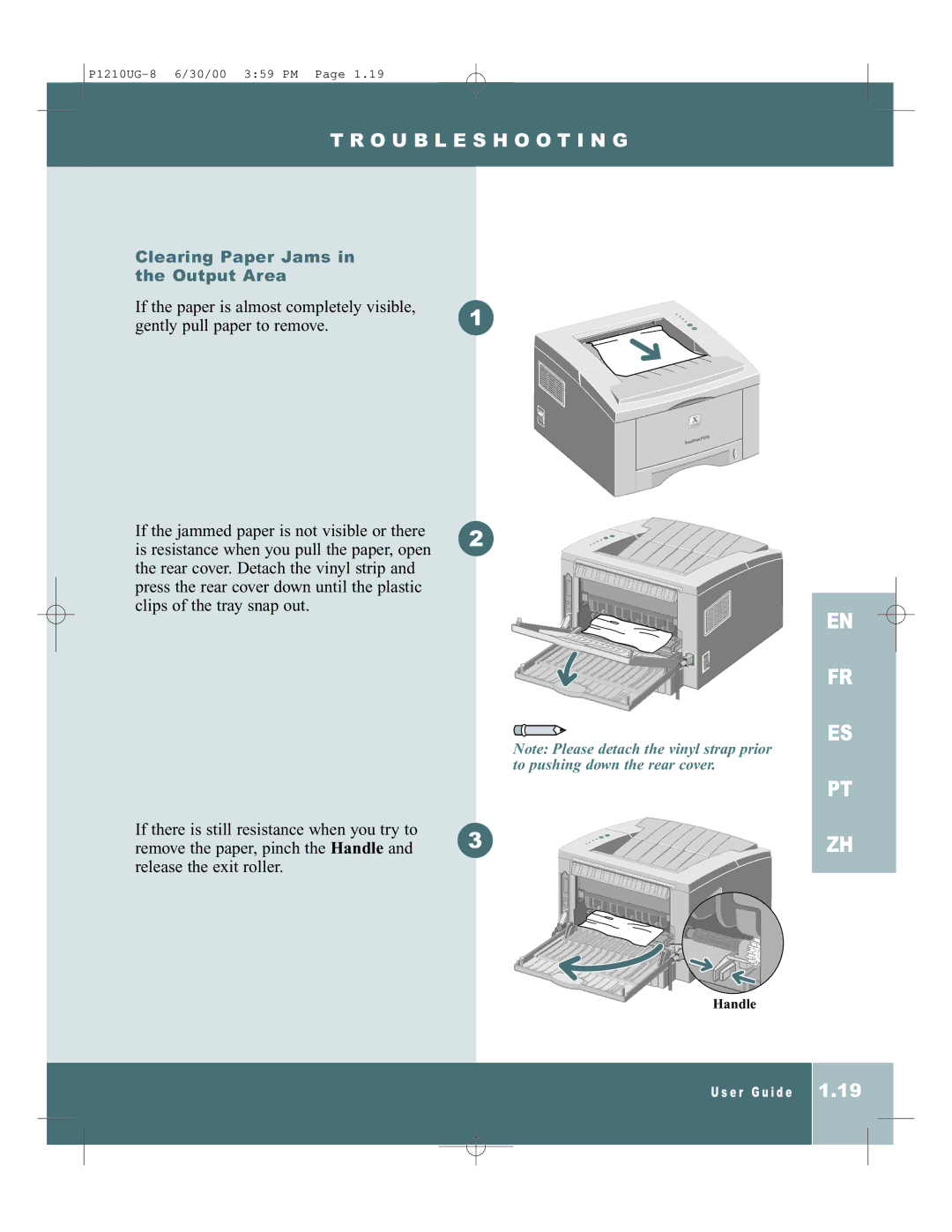 Xerox P1210UG-8 manual En Fr Es 