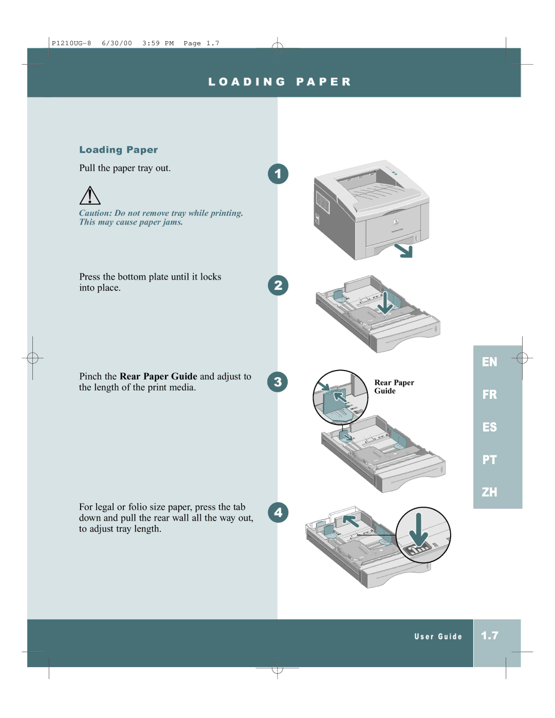 Xerox P1210UG-8 manual A D I N G P a P E R 