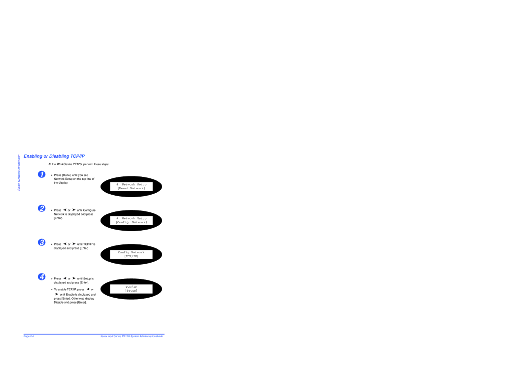 Xerox PE120i manual Enabling or Disabling TCP/IP, Basic 