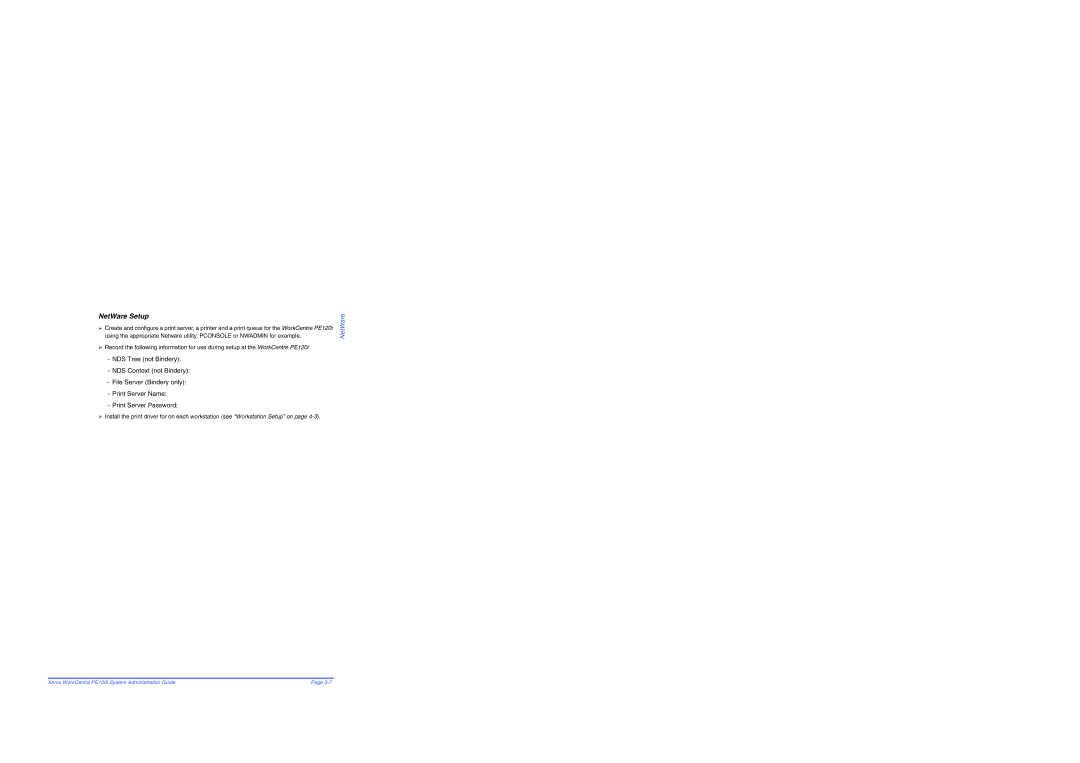 Xerox PE120i manual NetWare Setup 