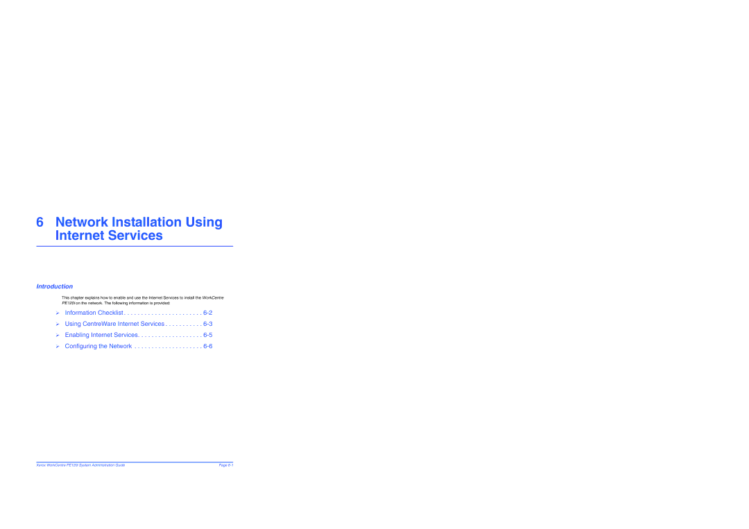 Xerox PE120i manual Network Installation Using Internet Services, Introduction 