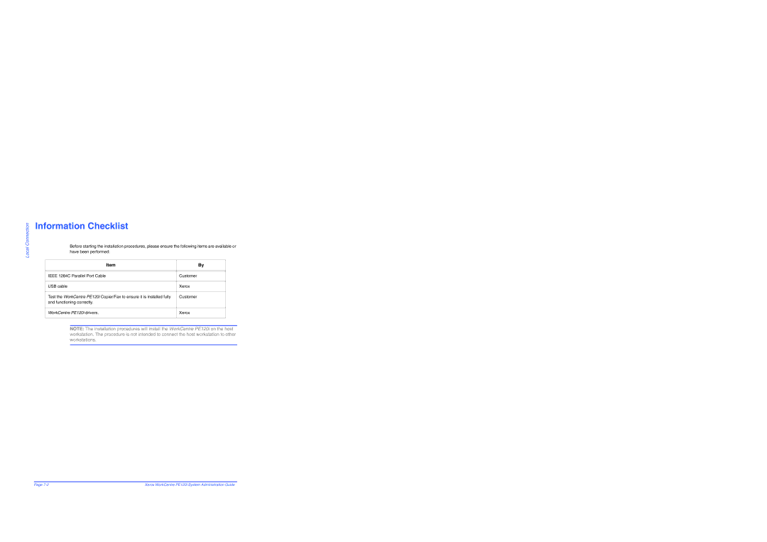 Xerox PE120i manual Local Connection 