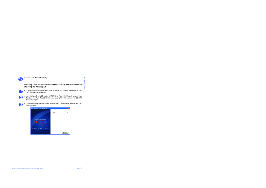 Xerox PE120i manual 12 ¾ Continue with Workstation Setup 