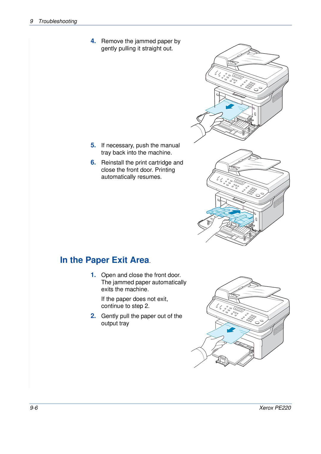 Xerox PE220 manual Paper Exit Area 