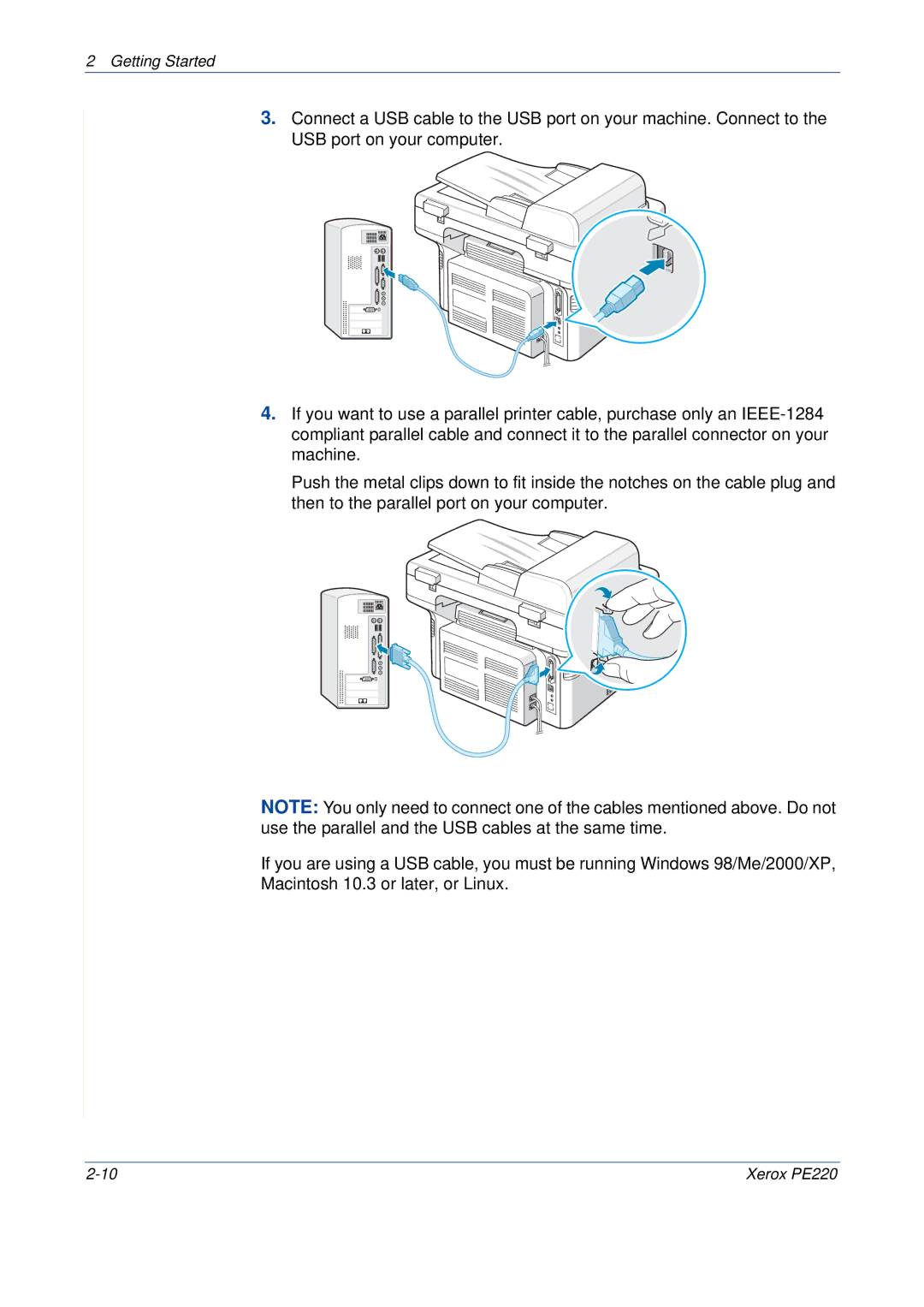 Xerox PE220 manual Getting Started 