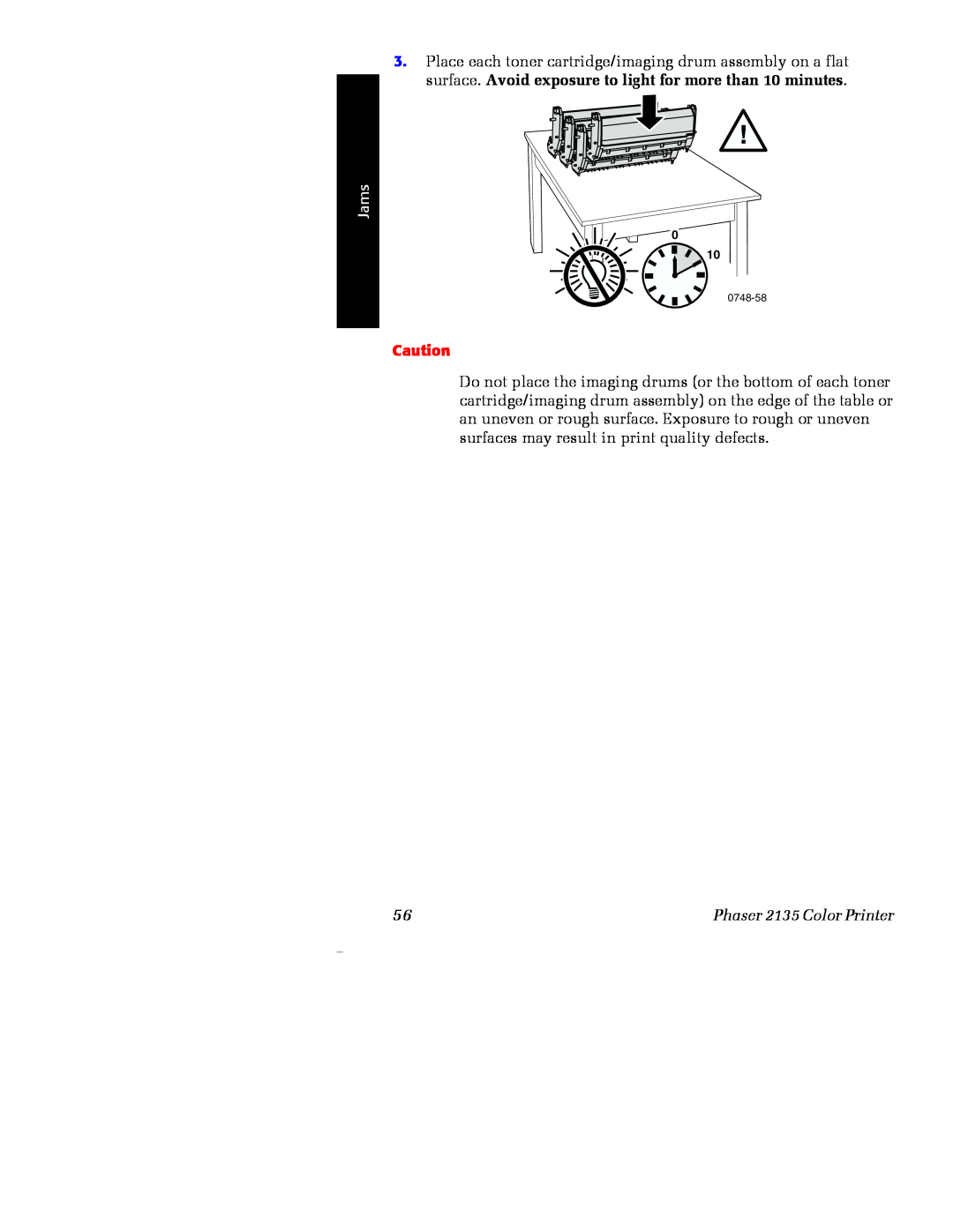 Xerox manual Jams, Phaser 2135 Color Printer 
