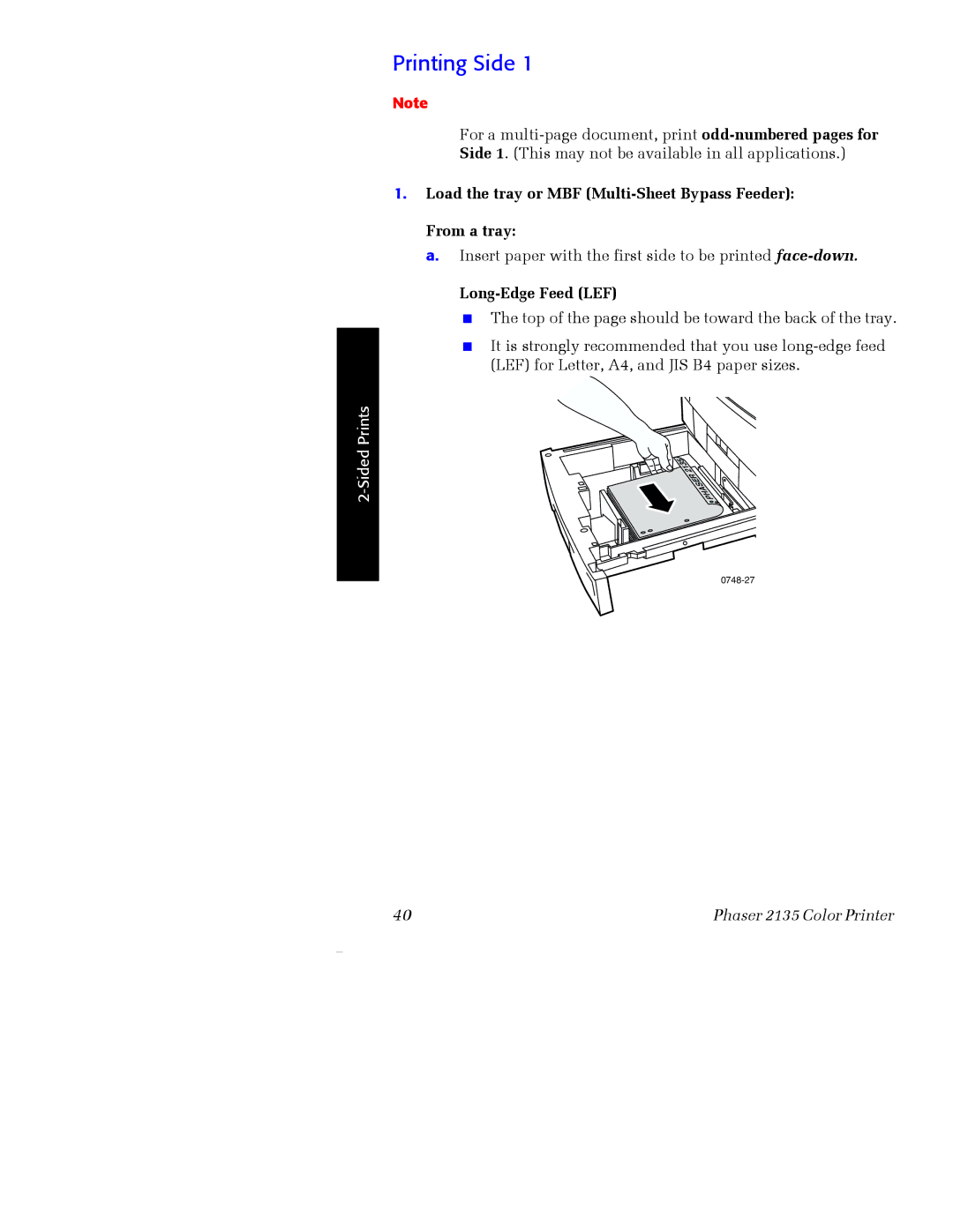 Xerox Phaser 2135 manual Printing Side 