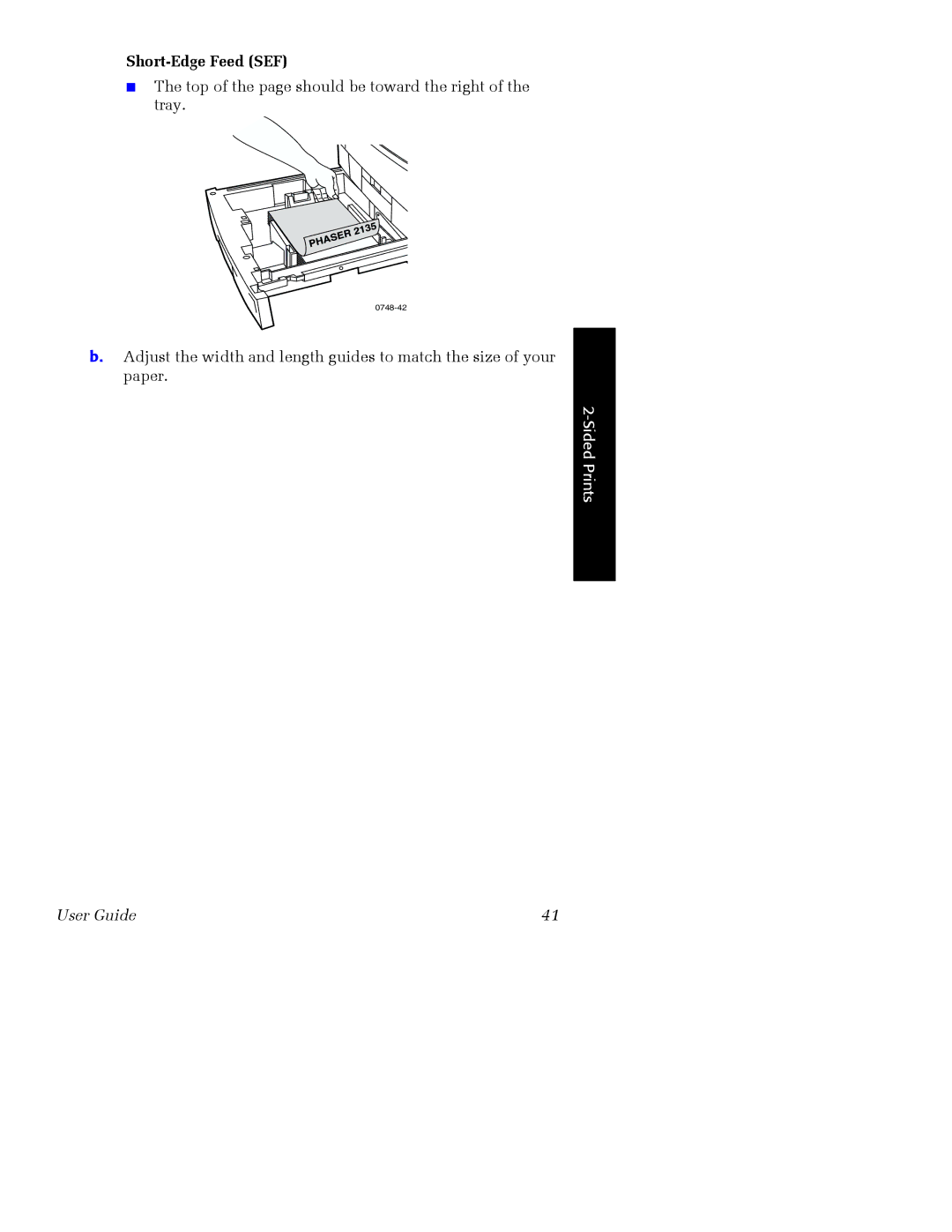 Xerox Phaser 2135 manual Top of the page should be toward the right of the tray 