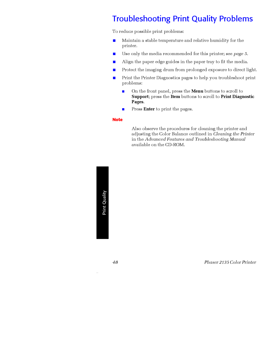 Xerox Phaser 2135 manual Troubleshooting Print Quality Problems 