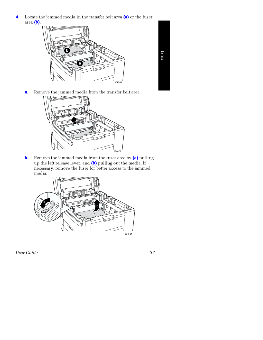 Xerox Phaser 2135 manual Remove the jammed media from the transfer belt area 