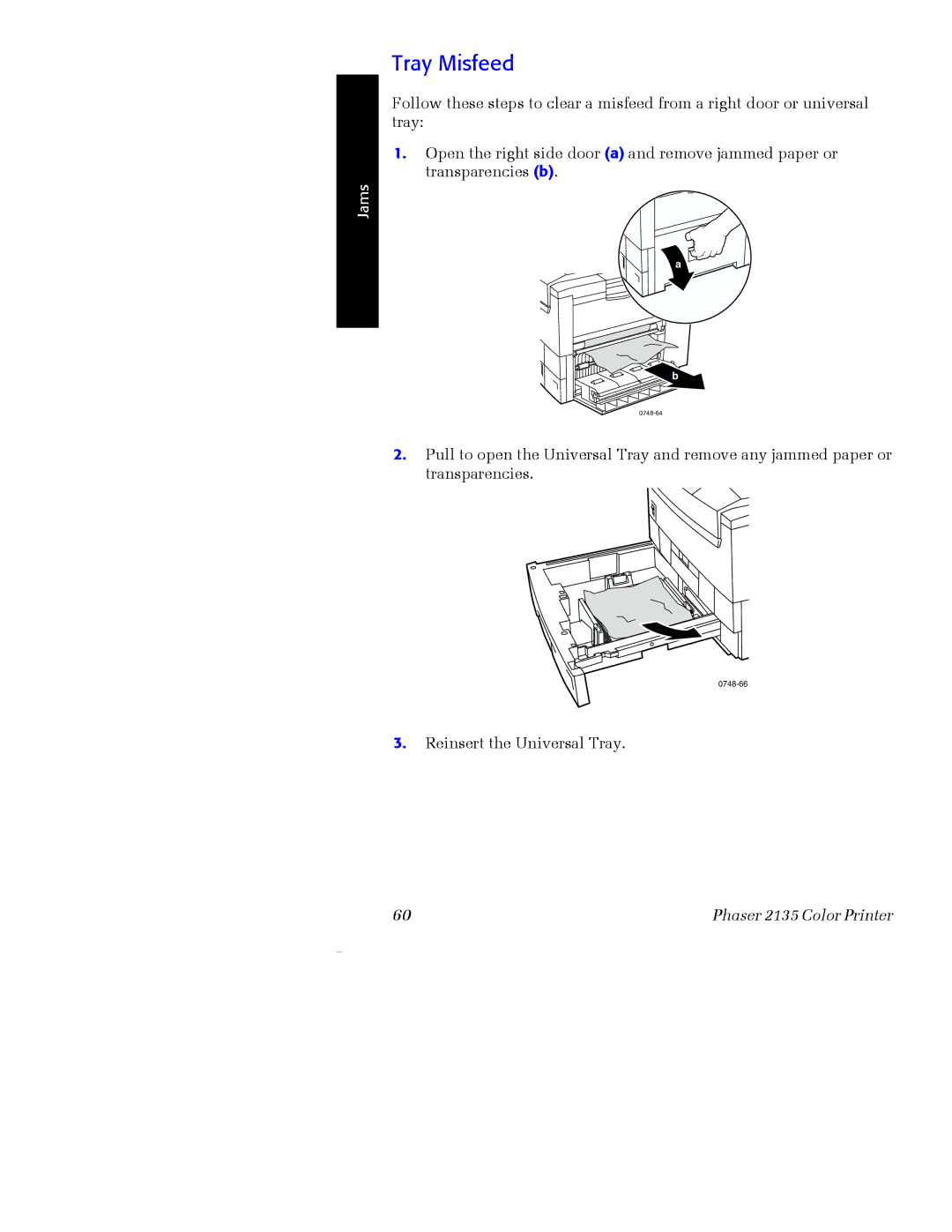 Xerox Phaser 2135 manual Tray Misfeed 