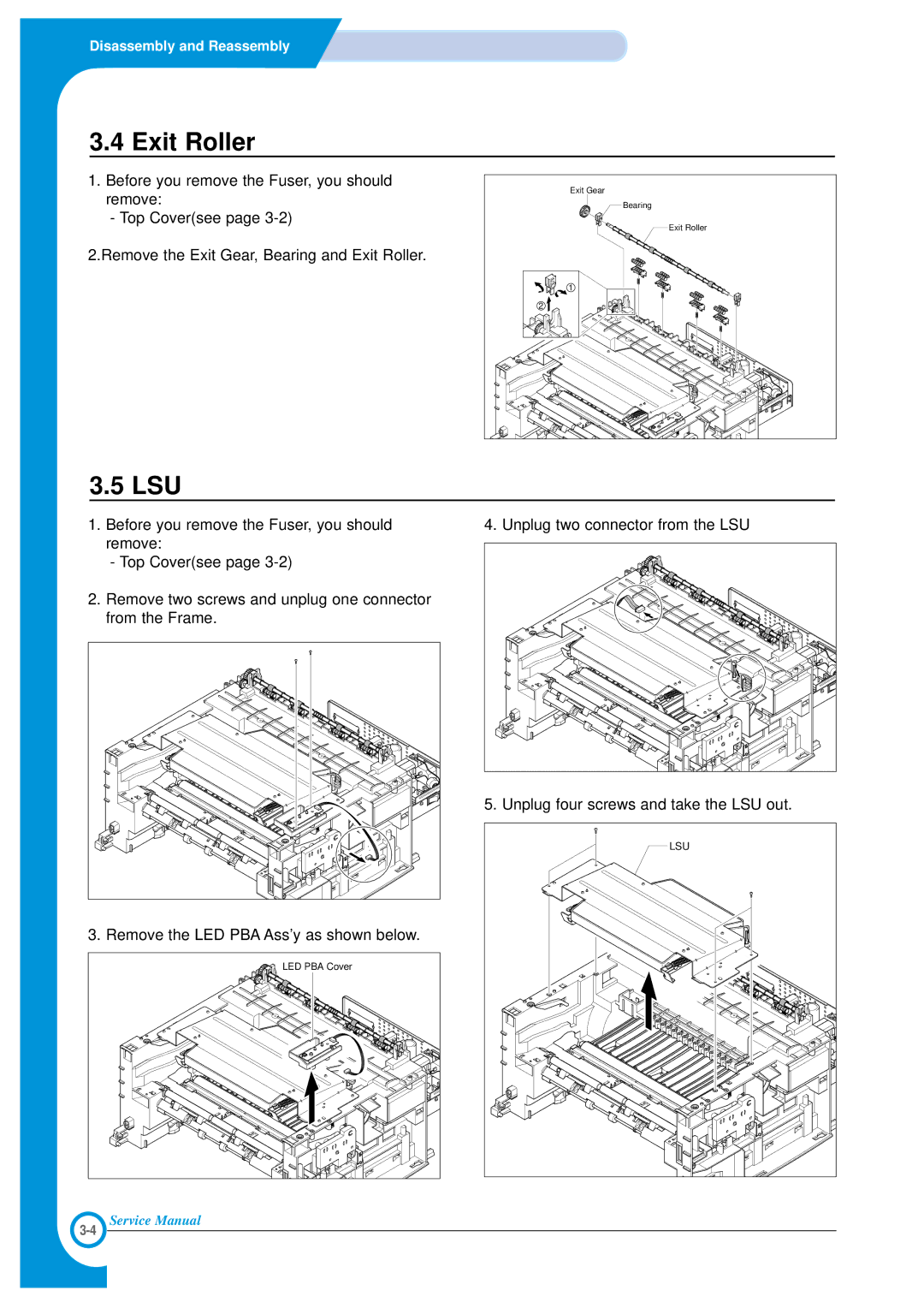 Xerox Phaser 3120 specifications Exit Roller, Lsu 