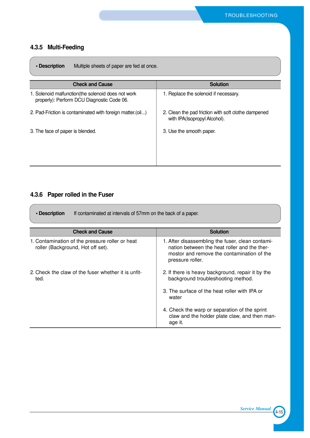 Xerox Phaser 3120 specifications Multi-Feeding, Paper rolled in the Fuser 