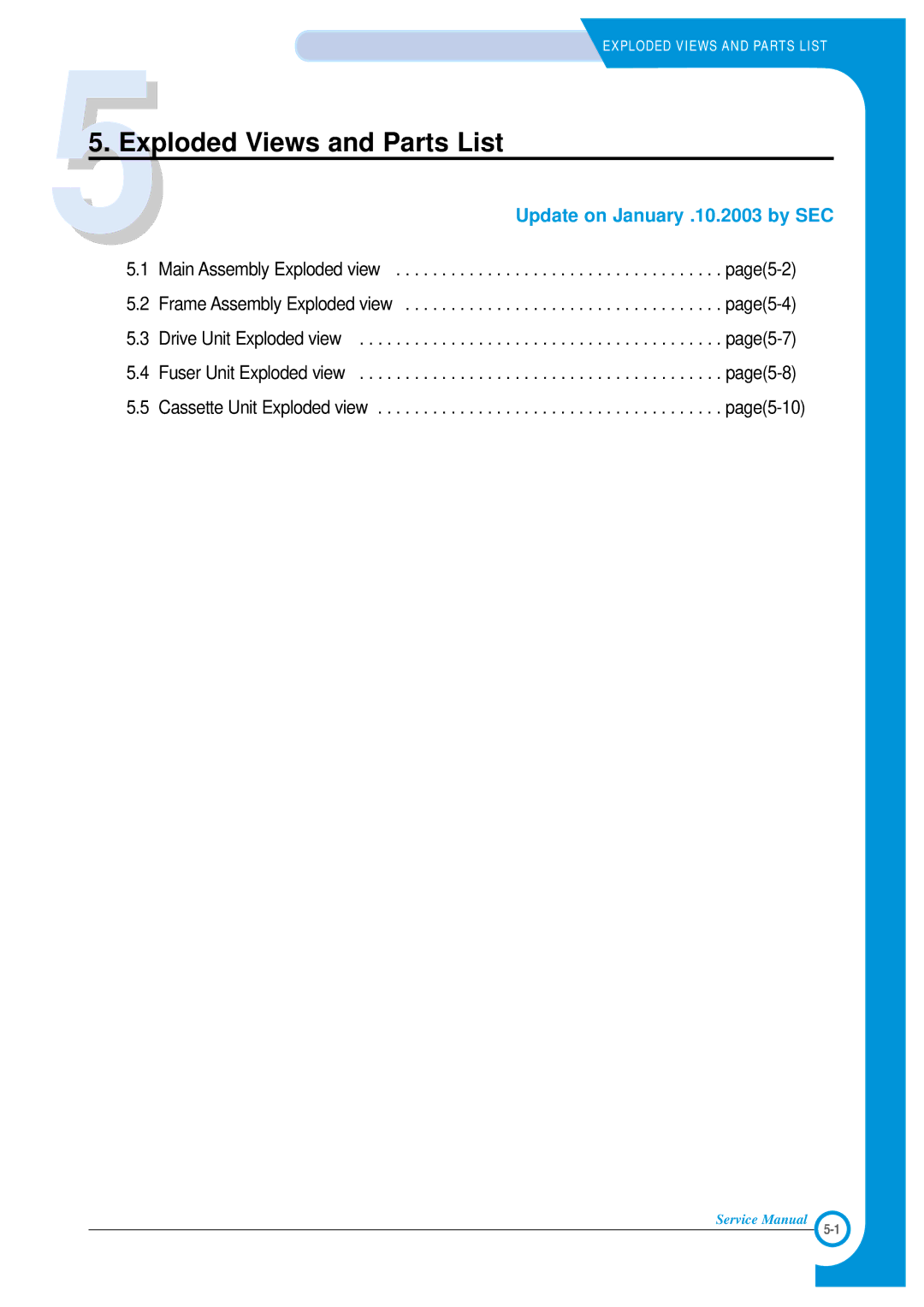 Xerox Phaser 3120 specifications Exploded Views and Parts List 