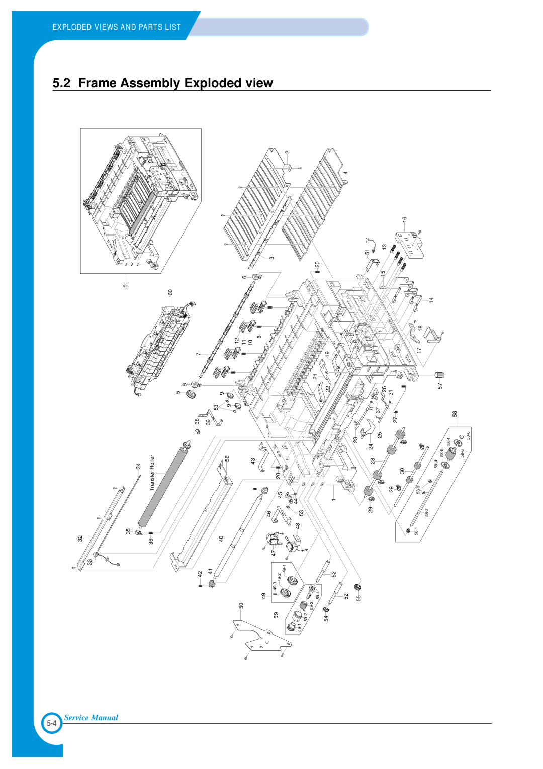 Xerox Phaser 3120 specifications Frame Assembly Exploded view 