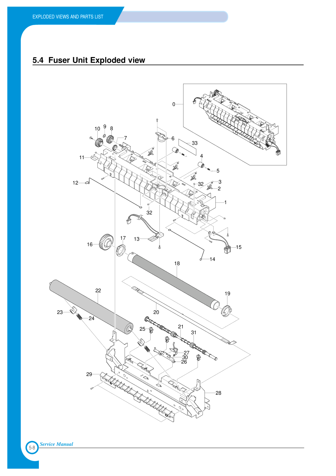 Xerox Phaser 3120 specifications Fuser Unit Exploded view 