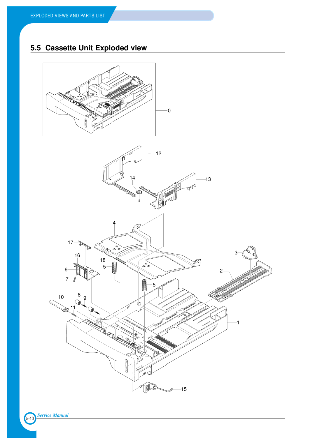 Xerox Phaser 3120 specifications Cassette Unit Exploded view 