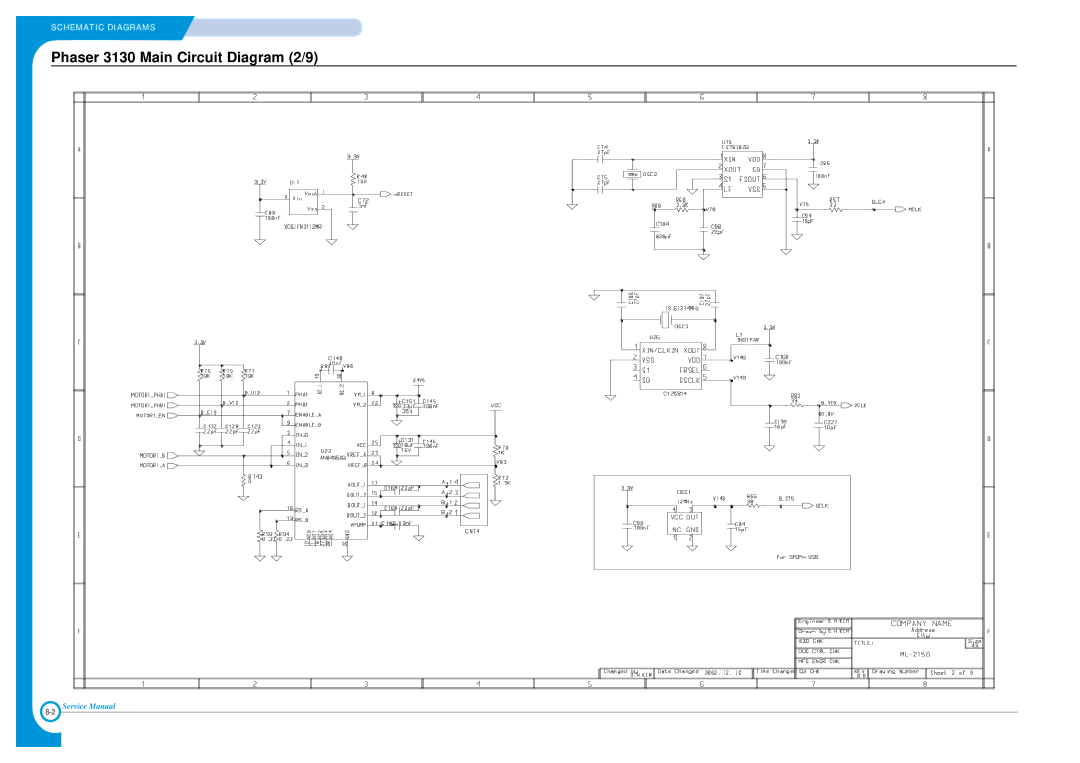 Xerox Phaser 3120 specifications Phaser 3130 Main Circuit Diagram 2/9 