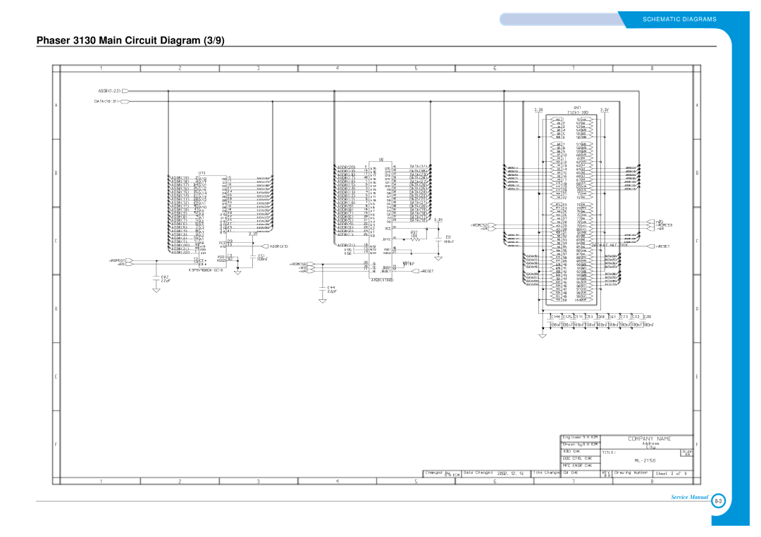 Xerox Phaser 3120 specifications Phaser 3130 Main Circuit Diagram 3/9 