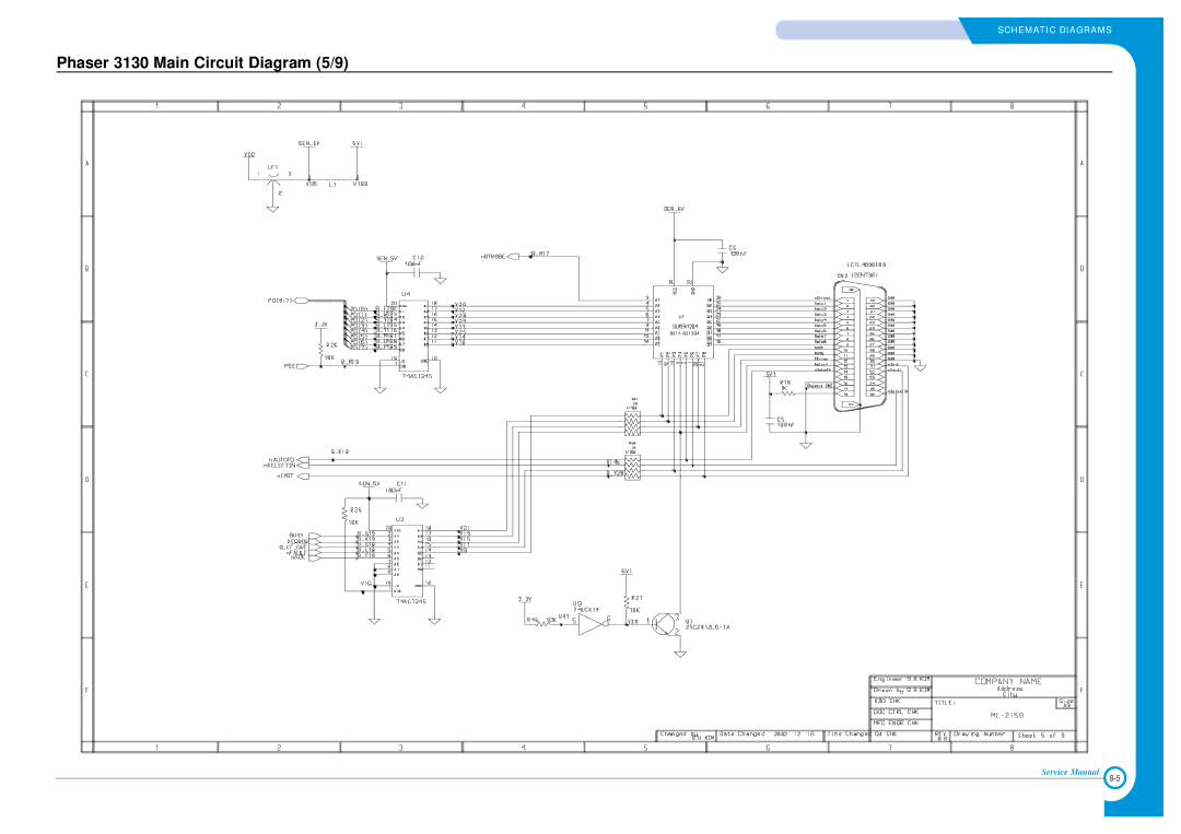 Xerox Phaser 3120 specifications Phaser 3130 Main Circuit Diagram 5/9 