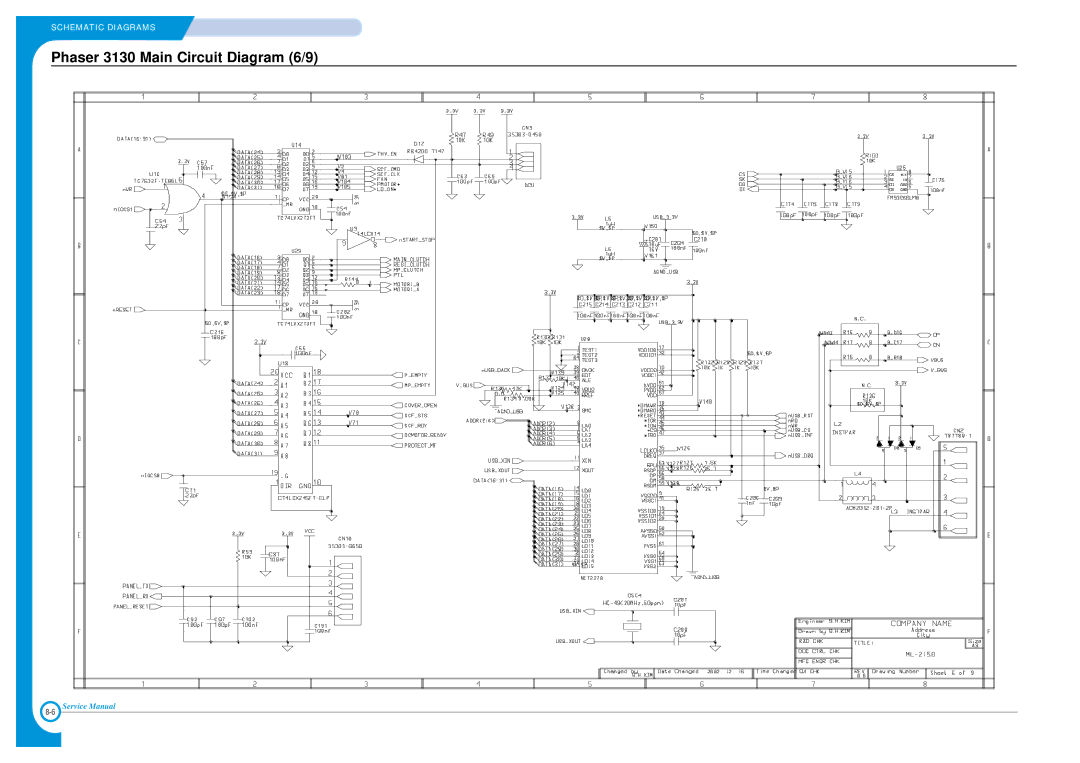 Xerox Phaser 3120 specifications Phaser 3130 Main Circuit Diagram 6/9 