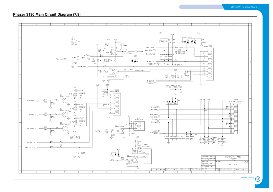 Xerox Phaser 3120 specifications Phaser 3130 Main Circuit Diagram 7/9 