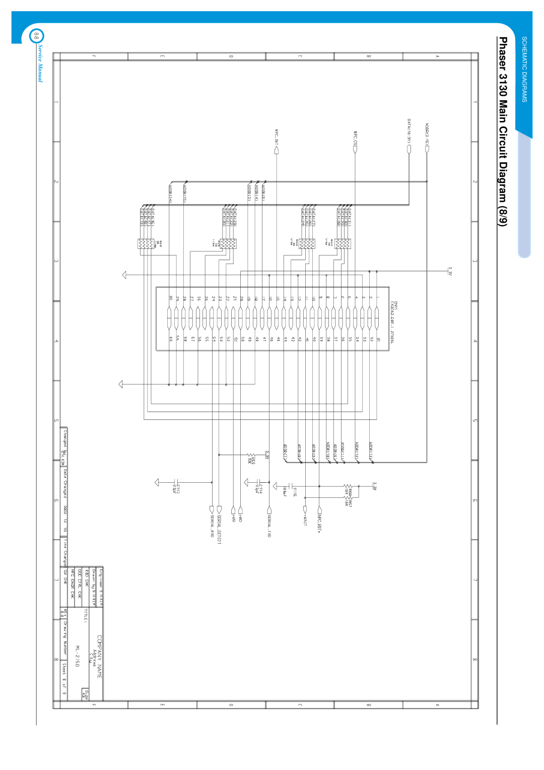 Xerox Phaser 3120 specifications Phaser 3130 Main Circuit Diagram 8/9 