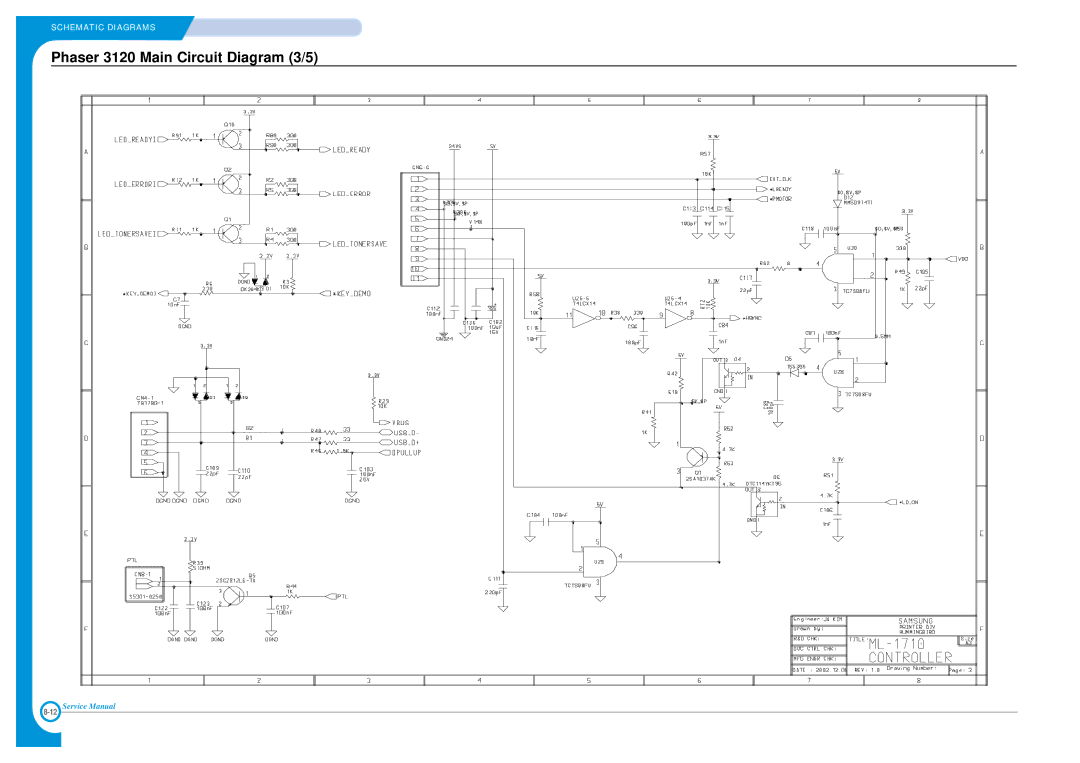 Xerox specifications Phaser 3120 Main Circuit Diagram 3/5 