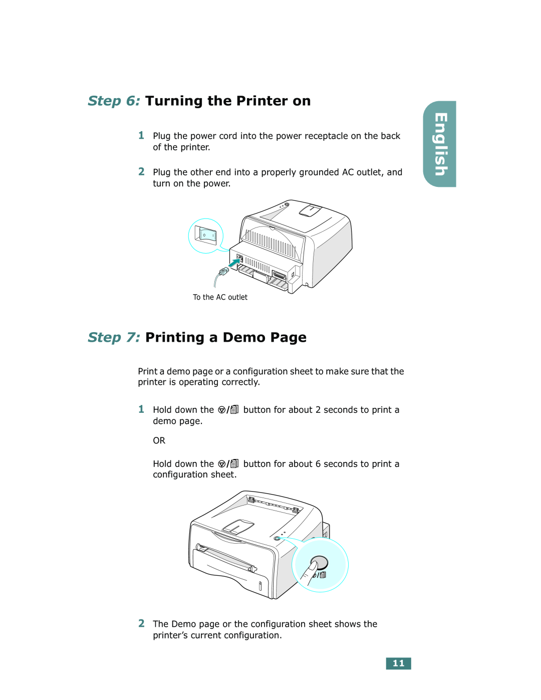 Xerox Phaser 3130 manual Turning the Printer on, Printing a Demo Page, English 