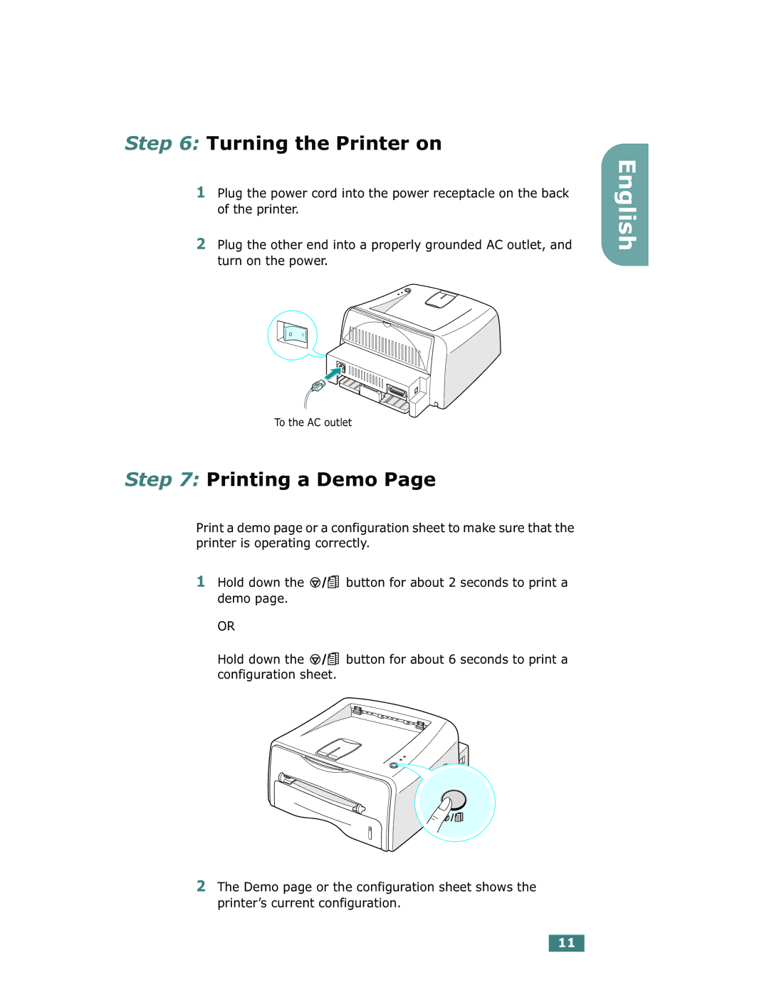 Xerox Phaser 3130 manual Turning the Printer on, Printing a Demo 