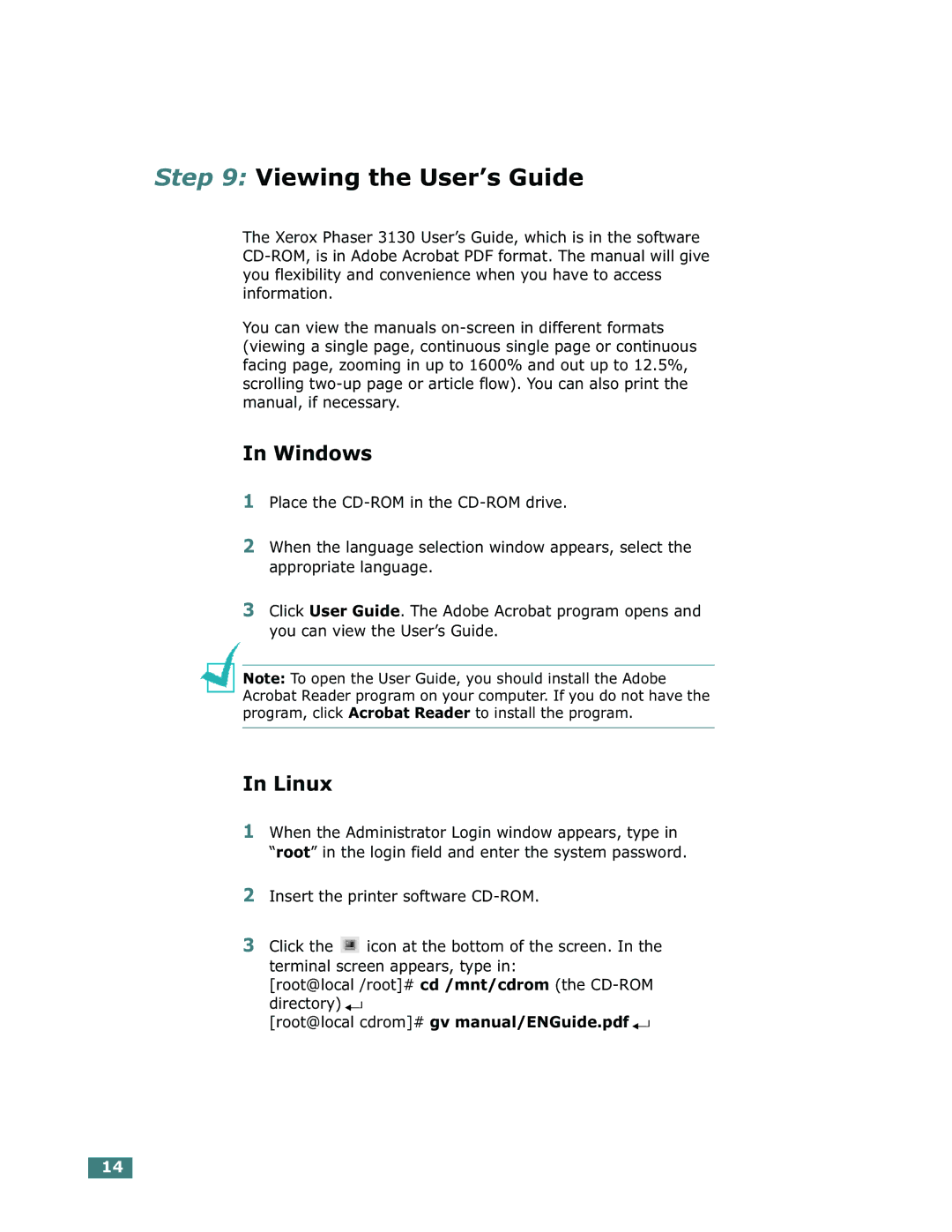 Xerox Phaser 3130 manual Viewing the User’s Guide, Windows, Linux 