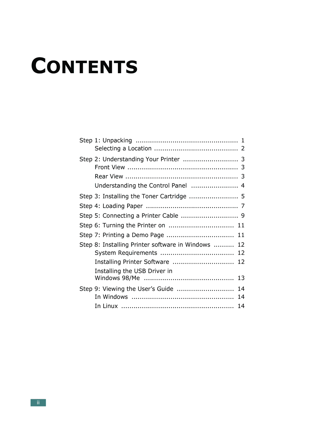 Xerox Phaser 3130 manual Contents 