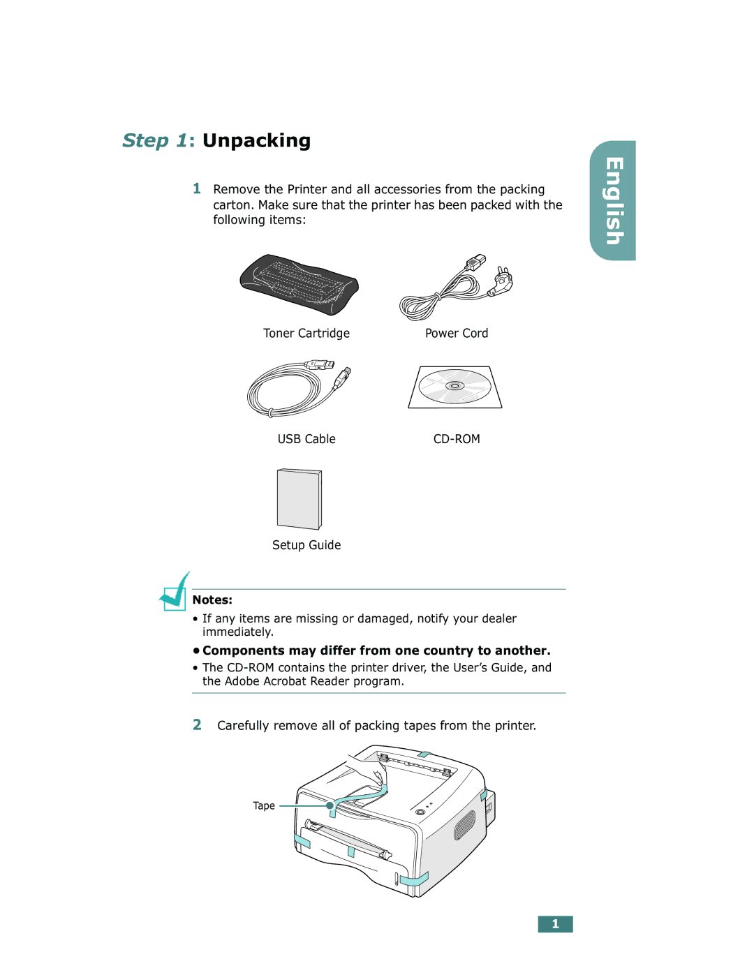 Xerox Phaser 3130 manual English, Unpacking 