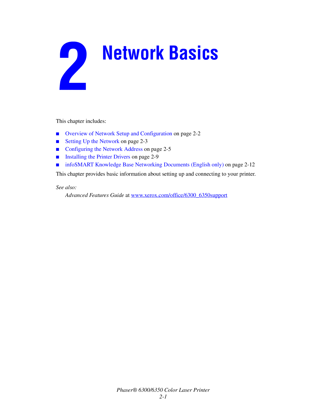 Xerox Phaser 6350, Phaser 6300 manual Network Basics 